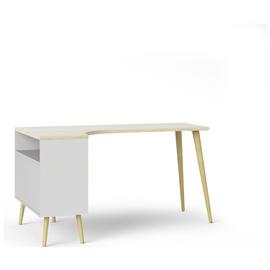 Tvilum Oslo 2 Drawer Office Desk - White & Oak
