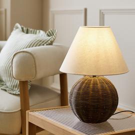 Habitat Wicker Ball Table Lamp - Natural