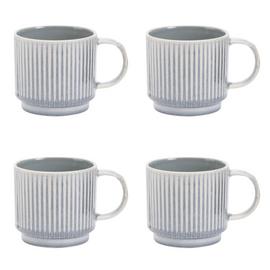 Argos Home Ribbed Reactive Set of 4 Stoneware Mugs - Grey