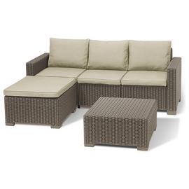 Keter California 3 Seater Garden Corner Sofa Set-Cappuccino
