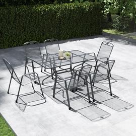 Pacific Savoy 6 Seater Metal Patio Set - Grey