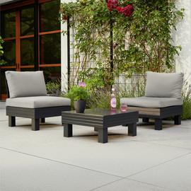 Keter Elements 2 Seater Plastic Garden Bistro Set - Grey