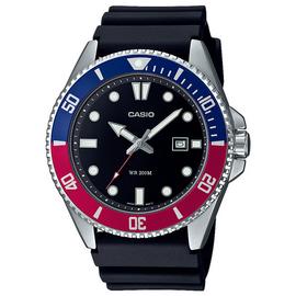 Casio Stainless Steel Black Strap Dual Colour Bezel Watch