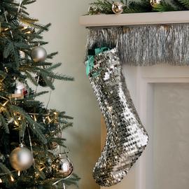 Habitat Silver Sequins Christmas Stocking