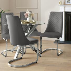 Argos Home Alice Glass Dining Table & 4 Silver Chairs