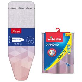 Vileda Diamond 130 x 45cm Ironing Board Cover - Pink & Grey