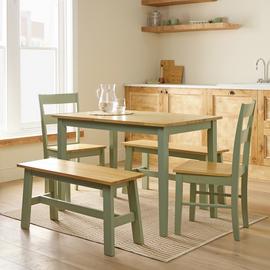 Argos Home Chicago Ext Sage Dining Table,2Benches & 2Chairs