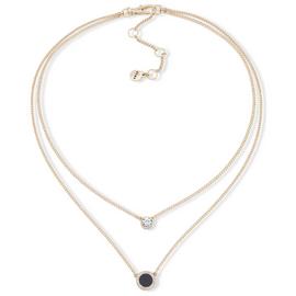 DKNY Gold & Black Colour Double Layer Pendant Necklace