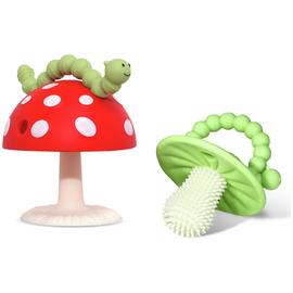 RaZbaby Chompy Mushroom Silicone Teether And Toy - 2 Pack