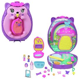 Polly Pocket Hedgehog Mom & Baby Purse Playset with 2 Dolls
