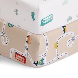 Habitat Transport Twin Pack Nursery Fitted Sheet
