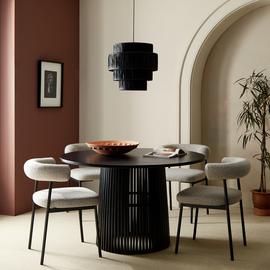 Habitat Jericho Black Dining Table & 4 Grey Chairs