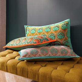 Paoletti Casa Embroidered Cushion - Ochre - 30x60cm