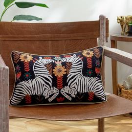 Wylder Mirrored Zebra Cushion - Black - 30x50cm