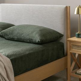 Argos Home Fleece Plain Green Fitted Sheet - Double