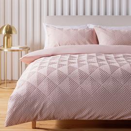 Argos Home Embossed Texture Pink Bedding Set