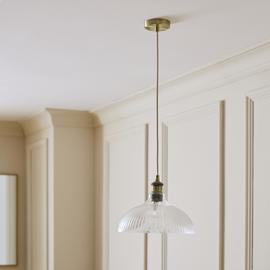 Habitat Ribbed Glass Pendant Ceiling Light - Brass