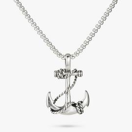 Revere Men's Stainless Steel Anchor Pendant Box Chain