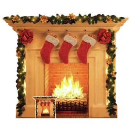 Star Cutouts Christmas Fireplace Cardboard Cutout