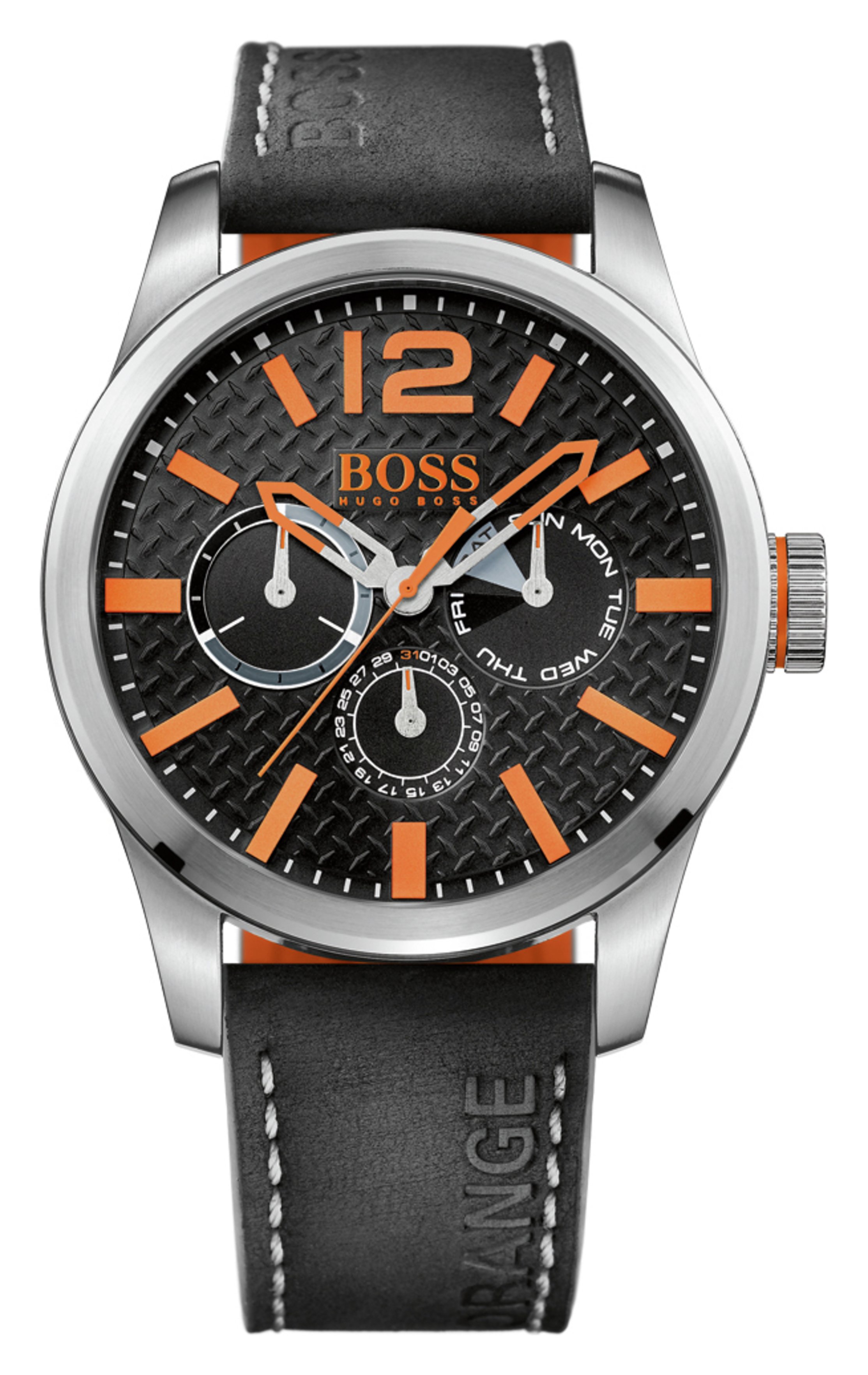 hugo boss watch orange face black strap