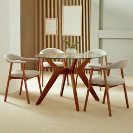 Habitat Zela Glass 4 Seater Dining Table - Walnut