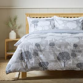 Argos Home Brushed Cotton Landscape Grey Bedding Set - King