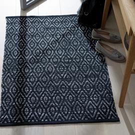 Argos Home Geometric Black Cotton Flatweave Rug - 110x80cm