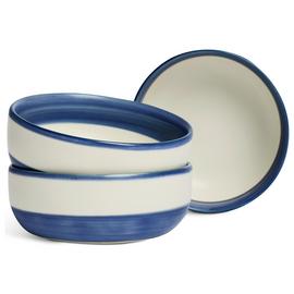 Habitat Artisan Stripe Set of 3 Stoneware Nibble Bowl - Blue