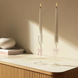Argos Home Glass Bow Taper Candle Holder - Set of 2