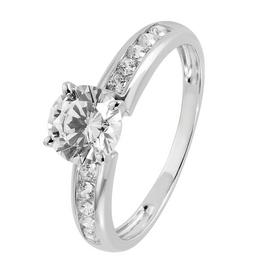 Revere 9ct White Gold Cubic Zirconia Shoulder Set Ring