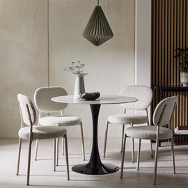 Habitat Tulip Black Dining Table And 4 White Chairs