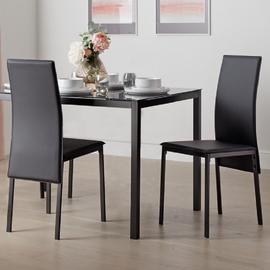Argos Home Lido Pair of Faux Leather Dining Chair - Black