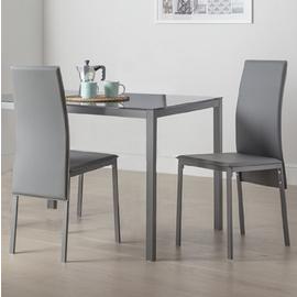 Argos Home Lido Pair of Faux Leather Dining Chair - Grey