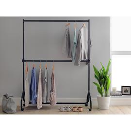 Argos Home Heavy Duty 2 Tier Wheeled Clothes Rail - Black