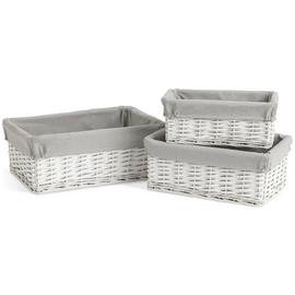 Habitat Pack of 3 Wicker Storage Basket - White