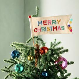 Habitat Merry Christmas Flag Tree Topper