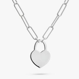 Revere Heart Padlock Pendant On Paperlink Chain