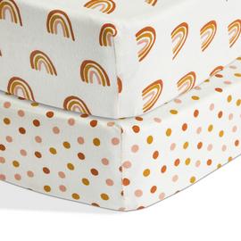 Habitat Cotton Jersey Rainbow Twin Pack Nursery Fitted Sheet