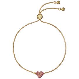 Ted Baker Gold Plated Pink Crystal Heart Adjustable Bracelet