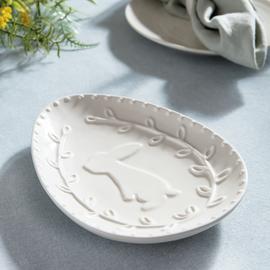 Home Bunny Egg Shaped Ceramic Side Plate -White