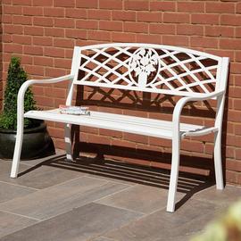 Greenhurst Coalbrookdale 2 Seater Metal Garden Bench - White