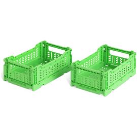 Habitat 2 x 3L Small Plastic Storage Folding Crates - Green