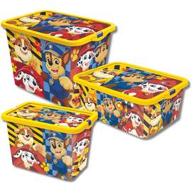 Paw Patrol Set of 3 Mixed Storage Boxes with Lid