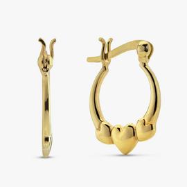 Revere Gold Plated Silver Triple Heart Creole Hoop Earrings