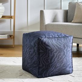 Argos Home Thea Fabric Footstool - Black & Blue