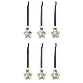 Argos Home Pack of 6 Silver Glass Star Christmas Decoration