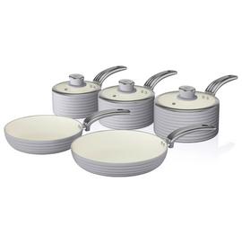 Swan Retro 5 Piece Aluminium Saucepan Set - Grey