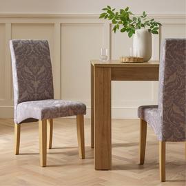 Argos Home Skirt Damask Pair of Fabric Dining Chair - Grey