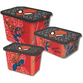 Disney Spiderman Set of 3 Mixed Storage Boxes with Lid - Red