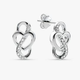 Revere Sterling Silver Diamond Infinity Heart Stud Earrings